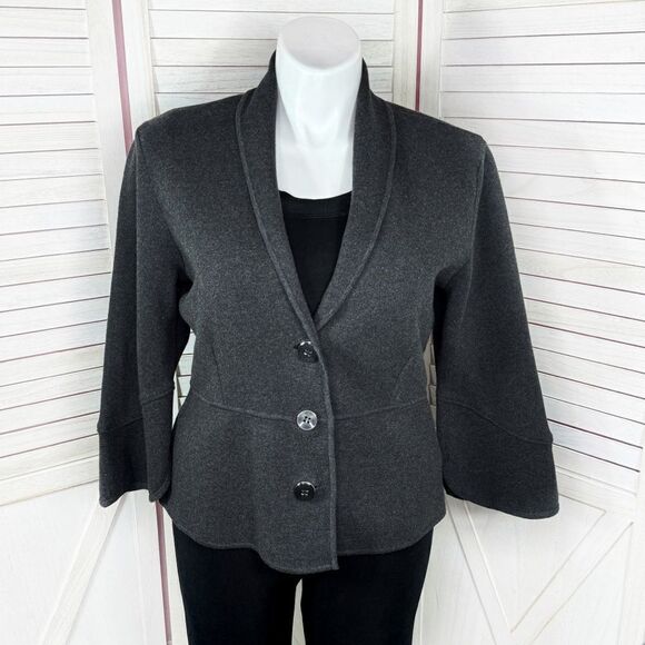 Alfani Bell Sleeve Collared Cardigan Jacket Charcoal Grey XL - Picture 1 of 14